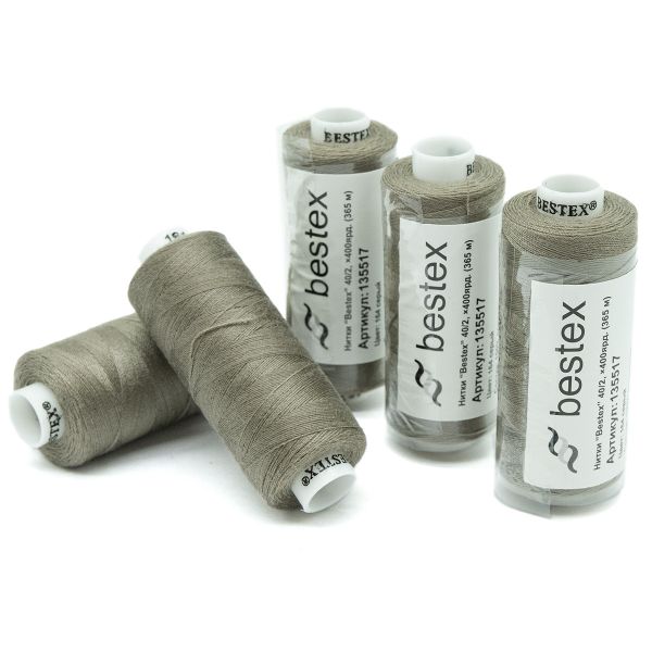 Нитки швейные бытовые Bestex 40/2, 365 м (400 ярд) / 10 кат., 164 серый