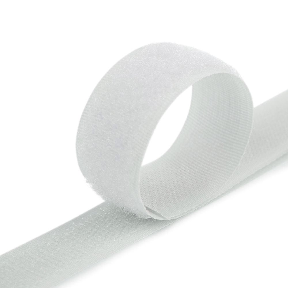 Лента контактная липучка фасовка (велкро) пришивная 20 мм / 5 шт по 25 см, белый, Gamma LG-20, ПАРА (крючок+петля), качество "B"