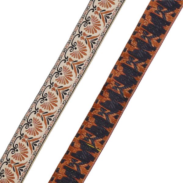 Лента (тесьма) жаккардовая 33.0 мм / 10±0.5 метров, бежево-красный, 3AR2681