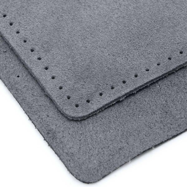 Заплатки пришивные из замши, прямоугольник 8х12,7см с перфорацией, 2 шт, 100% кожа, 26 серый, 59123