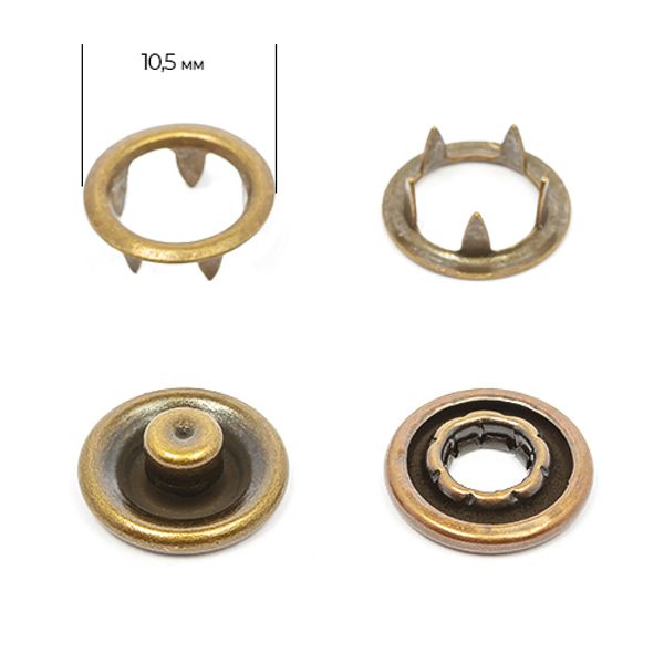 Кнопка рубашечная (джерси) открытая ⌀10.5 мм, ≈1440 шт, нерж, цв.антик, NEW STAR