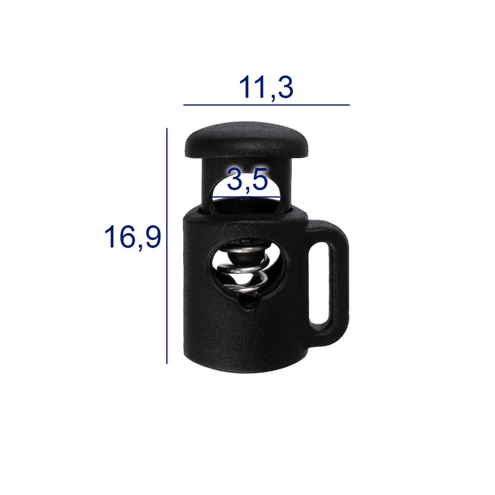 Фиксатор (зажим) для шнура пластик 1 отв., ⌀3.5 мм, 24 шт, №01 черный, Micron A 8859