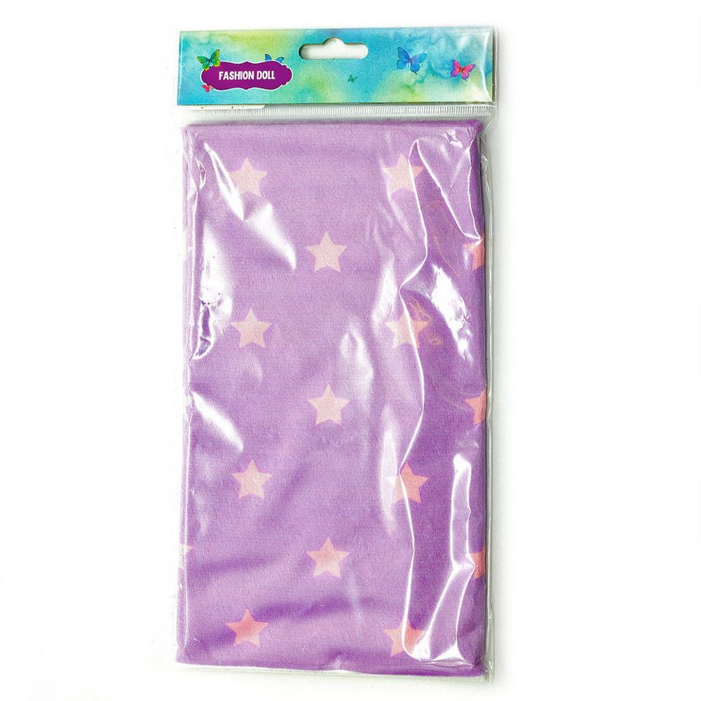 Мех коротковорсовый 3мм с принтом звезды, 47*47см (±2см), 100% п/э (сирень/светло-розовый) 29496