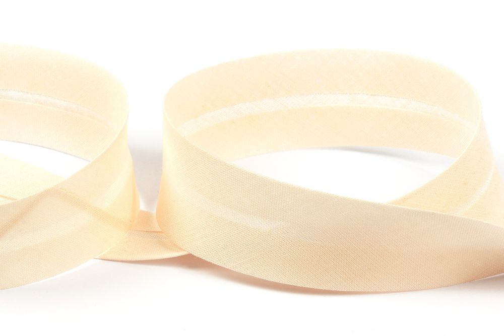 Косая бейка хлопковая 30 мм / 25 метров, 183 молочный, Gamma GK-30C