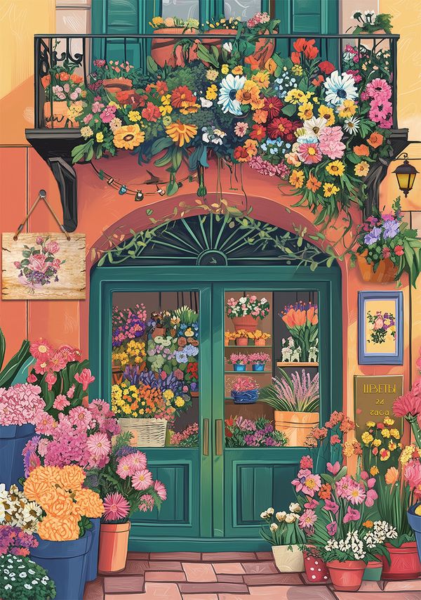 Пазл 1000 элементов, PZL-1000/96 Цветочный магазин, Фрея