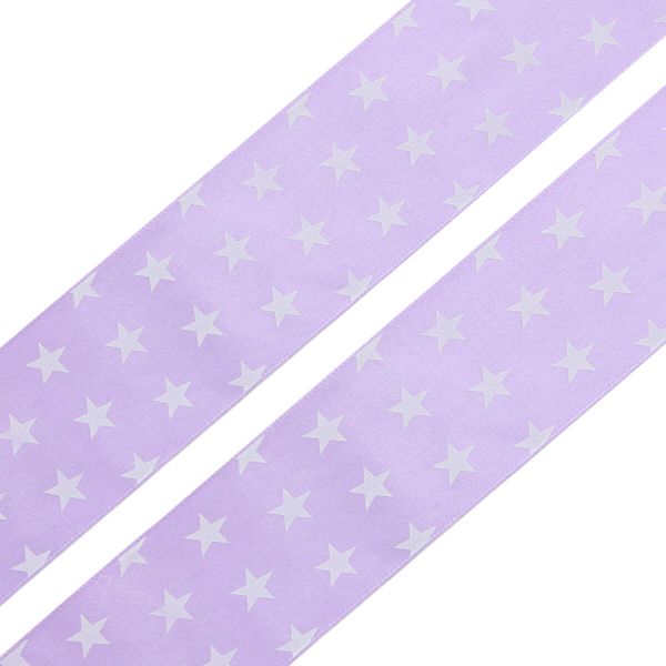 Лента атласная с рисунком 45.0 мм / 3 метра, Звездочки (сиреневый), Globus