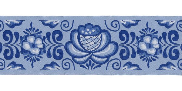 Лента (тесьма) жаккардовая 50.0 мм / 10±0.5 метров, голубой/синий, Gamma DBTRJ-79