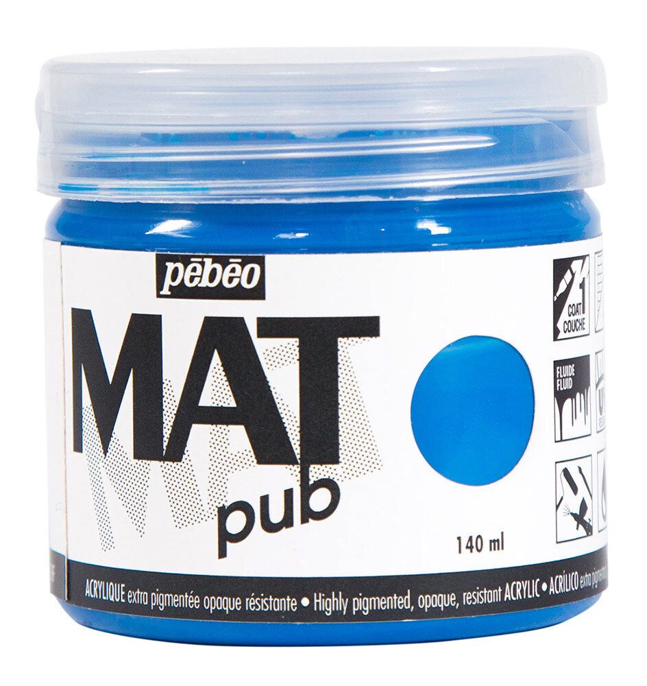 Краска акриловая экстра матовая Mat Pub 1, 140 мл, 256011 синий кобальт, Pebeo
