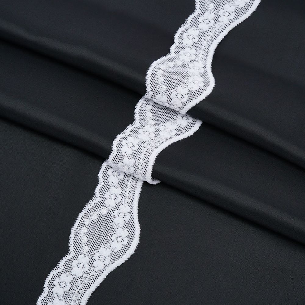 Кружево эластичное (стрейч) 40 мм, белый, 15 м