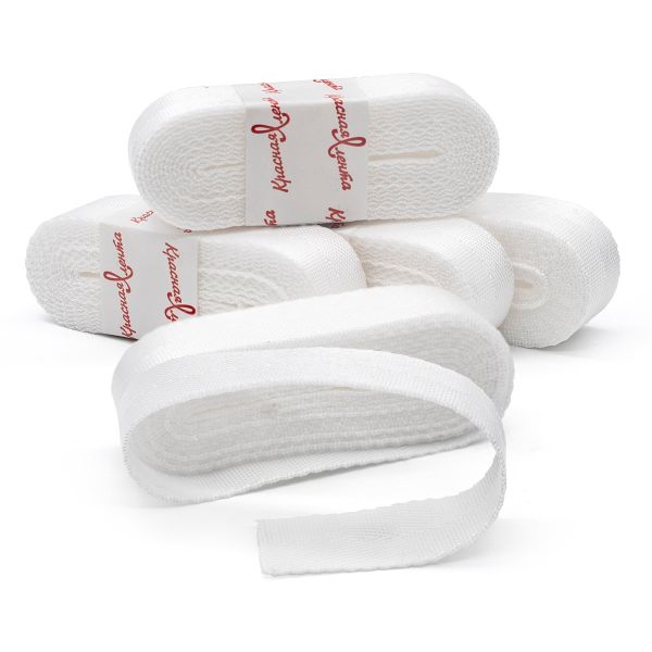 Стропа (ременная лента) 25 мм / 5х2.5 метра, толщ. 1.0 мм, [15.1 г/пог.м], 100% п/п, 1 белый