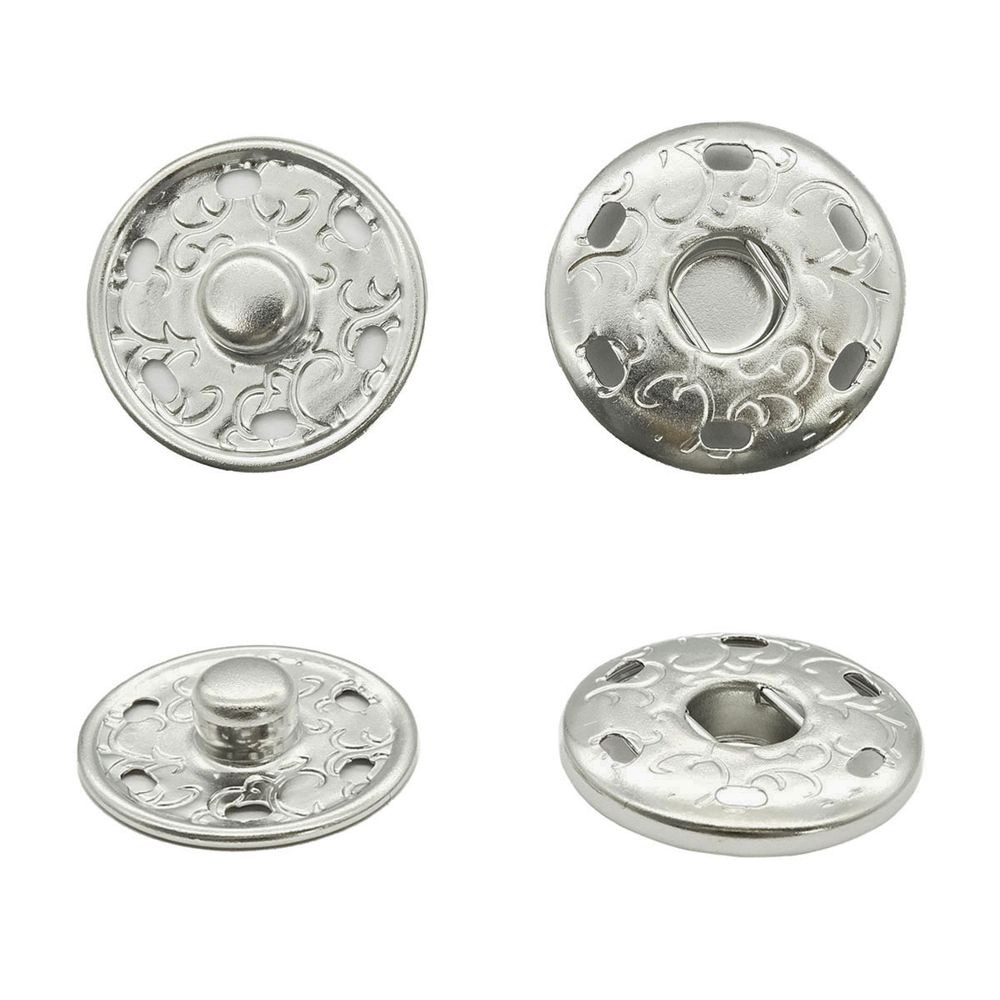 Кнопка пришивная металл ⌀25.0 мм, никель, 4 шт, КПР1