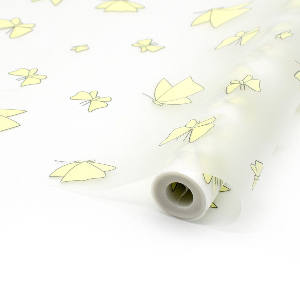 Пленка матовая Мотыльки 60см*10 м (желтый нежный) 4929