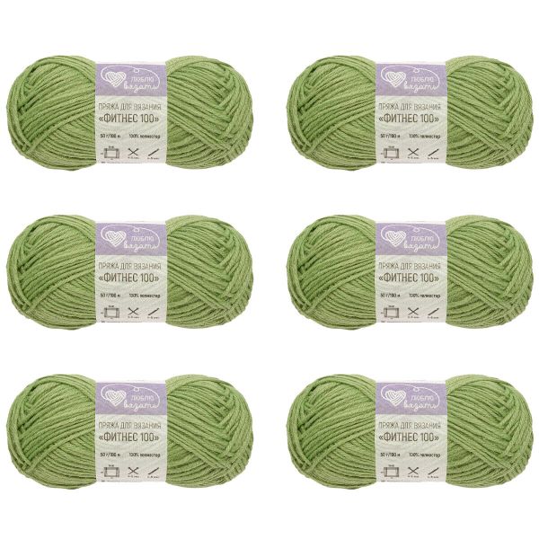 Пряжа Люблю вязать Фитнес 100 / уп.6 мот. по 50 г, 100 м, 447 полынь