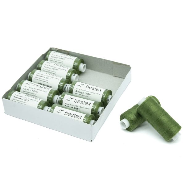 Нитки швейные бытовые Bestex 40/2, 365 м (400 ярд) / 10 кат., 148 ярко-болотный