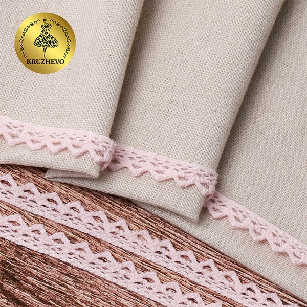 Кружево вязаное (тесьма) 10 мм / 10 метров, цв.20 бледно-розовый, Kruzhevo