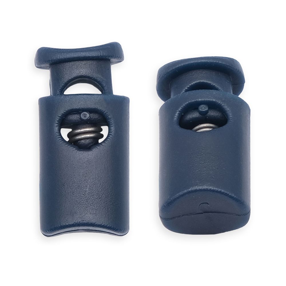 Фиксатор (зажим) для шнура пластик 1 отв., ⌀4.5 мм, 19х9 мм, цилиндр, ПП, т.синий, 100 шт