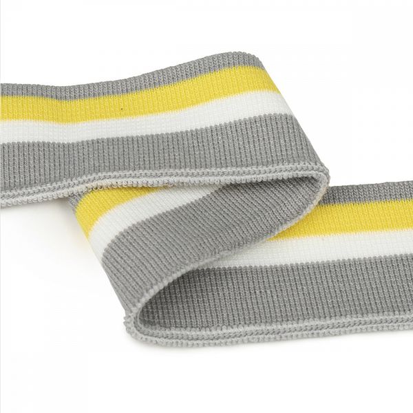 Подвяз (довяз) трикотажный 3.5х80 см, серый с белой и желтой полосами, 100% п/э, 2 штуки