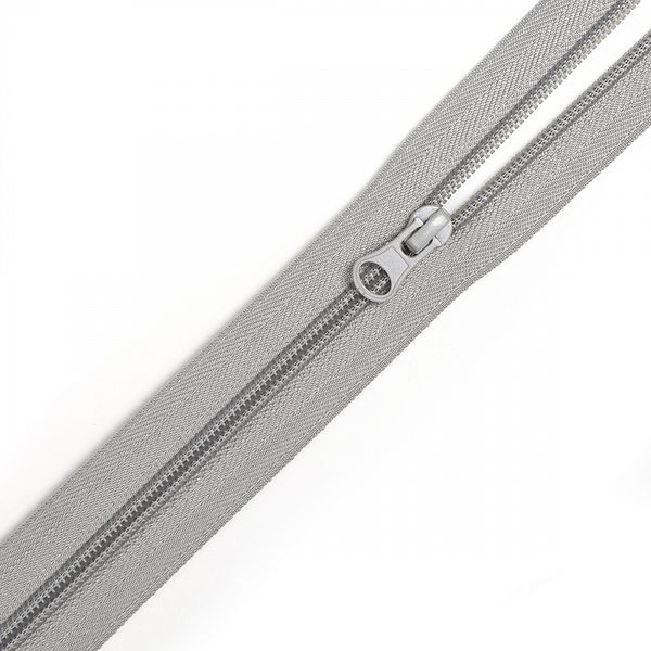 Молния спираль (витая) Т5 (5 мм) 1 зам., н/раз., 18 см, цв.S204 серый уп.50 шт