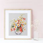 Набор для вышивания нитками Чудесная игла, Ромашки и смородина 18х23 см