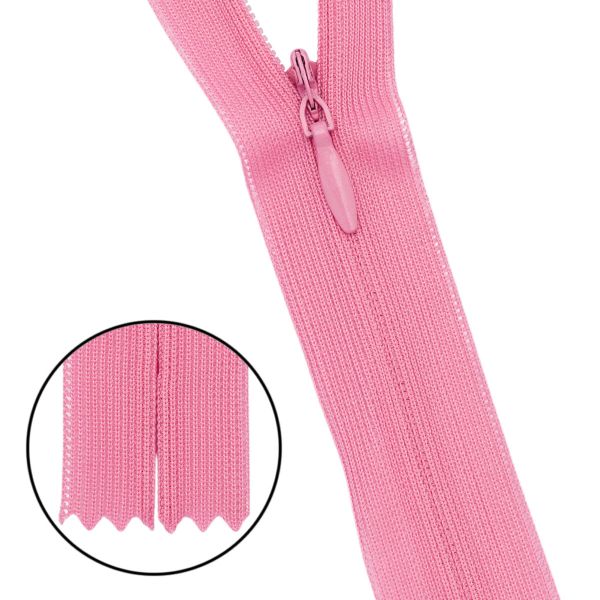 Молния потайная (скрытая) Т3 (3 мм) 1 зам., н/раз., 50 см, нейлон, F137 розовый, 10 шт