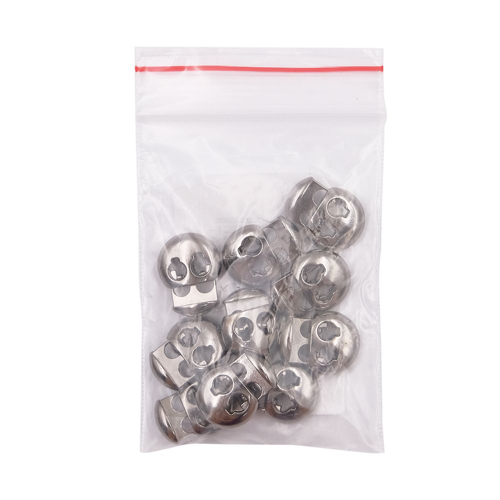 Фиксатор (зажим) для шнура металл 2 отв., 20.5х15.6 мм, ⌀3.5 мм, металл, Nickel (чер.никель), MFR12, 10 шт