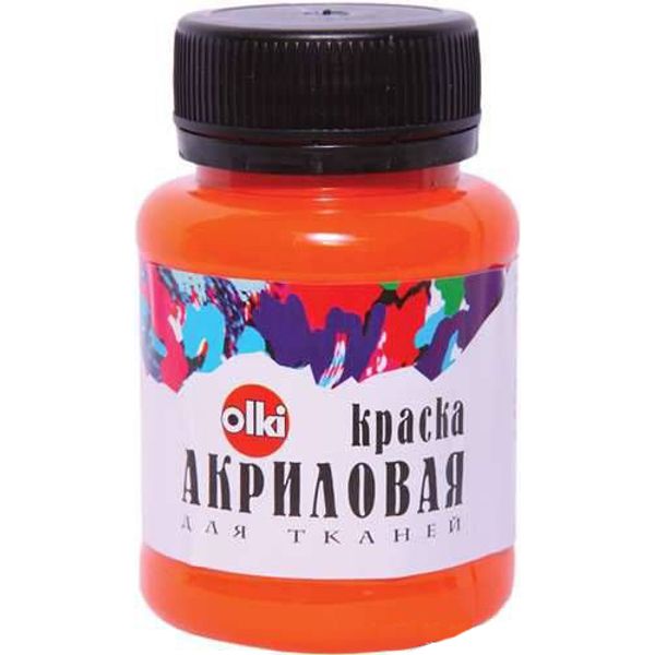 Краска акриловая для ткани Olki, 100 мл, оранжевая