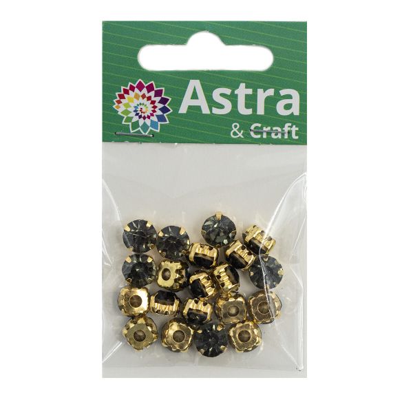 Хрустальные стразы в цапах/золото, 8мм, 20 шт/упак, Astra&Craft (39 дымчато-серый), 4AR167/168