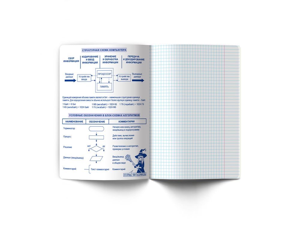 Тетрадь со справочным материалом Ковен тайных знаний, A5+ 48 л. на скобе 65 г/м², белизна 100%, 10 шт, клетка, 00861 Информатика, Светоч 48Т7