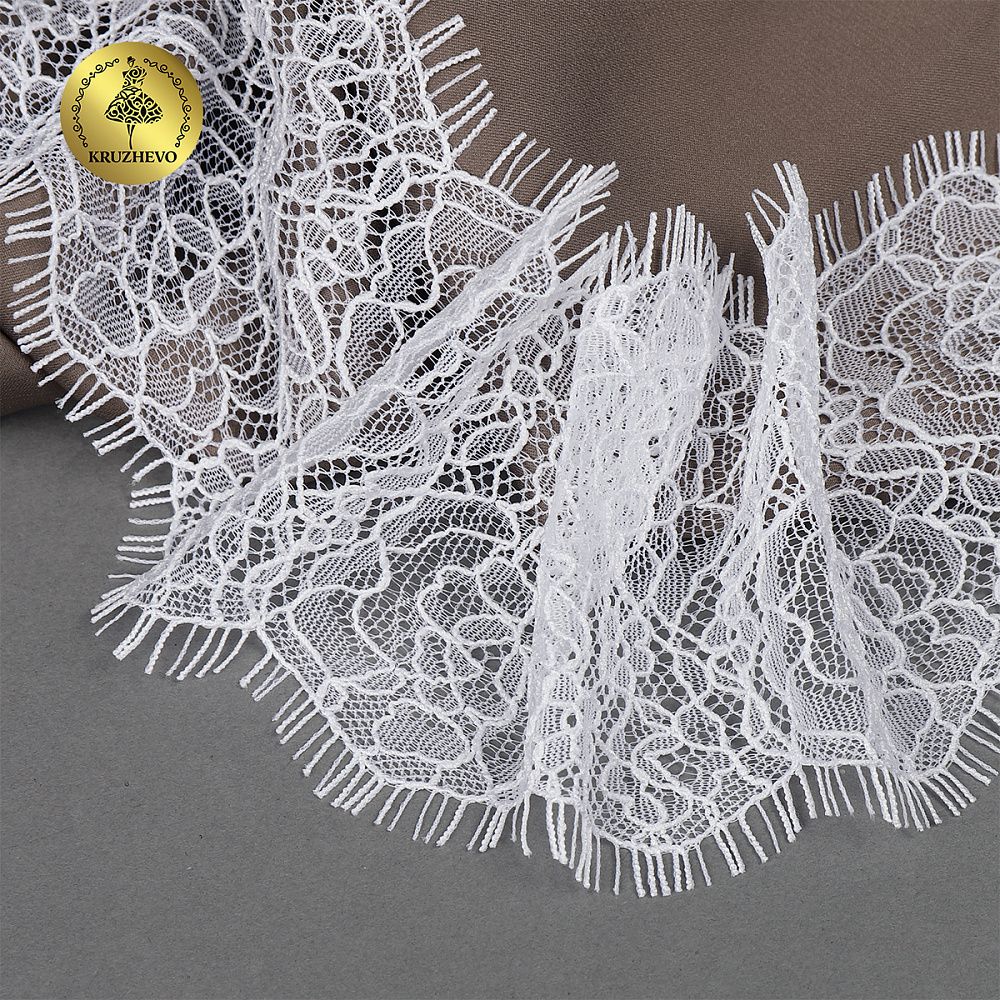 Кружево шантильи (реснички) 80 мм, цв.1 белый, 3 метра, Kruzhevo