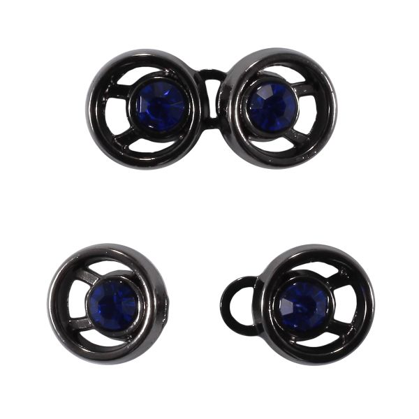 Крючки пришивные декоративные 10х21 мм, чер.никель / сапфир цв.935, 20 шт