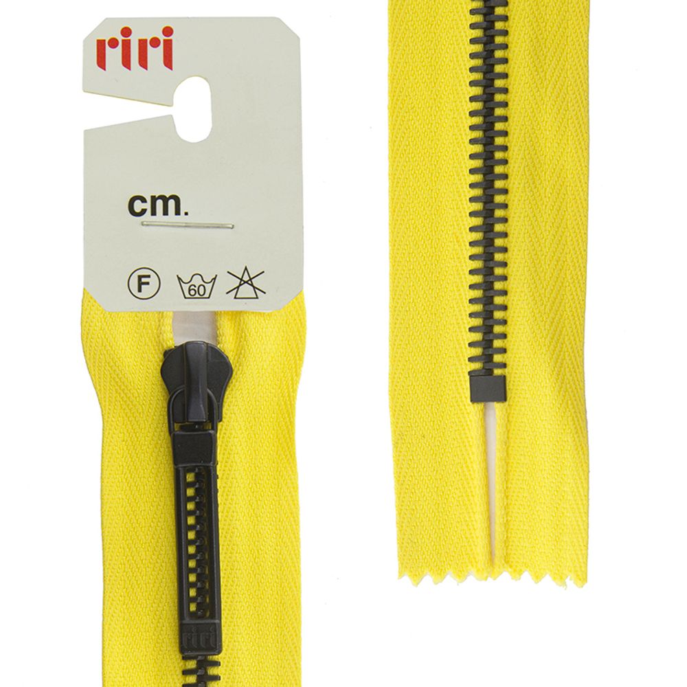 Молния металлическая карман. RIRI Т6 (6 мм) BI, слайд.Stab, н/раз., 18 см, цв. тесьмы 2304, желтый, упак. 5 шт