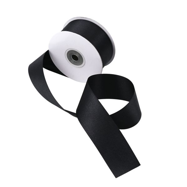 Лента атласная 2-сторонняя 38.0 мм / 22.86±1 метров, C1112 черный, 6102-0015, Globus