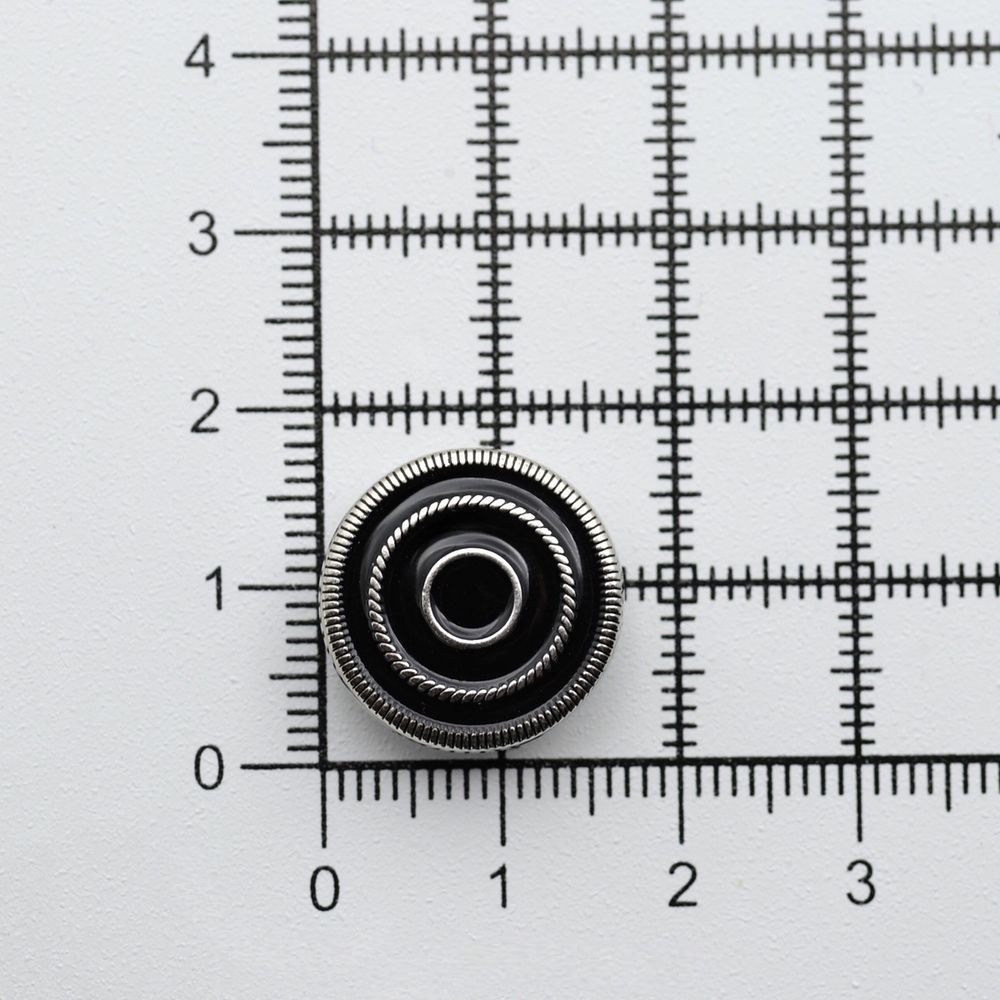 Пуговицы на ножке 28L (18мм), металл (Black/S черный с серебром), 36 шт, ME 644