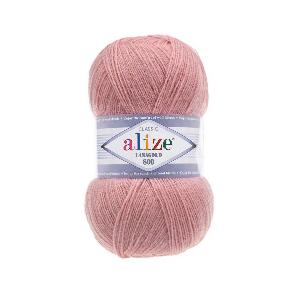 Пряжа Alize (Ализе) Lana Gold 800 / уп.5 мот. по 100 г, 800м, 173 вялая роза A