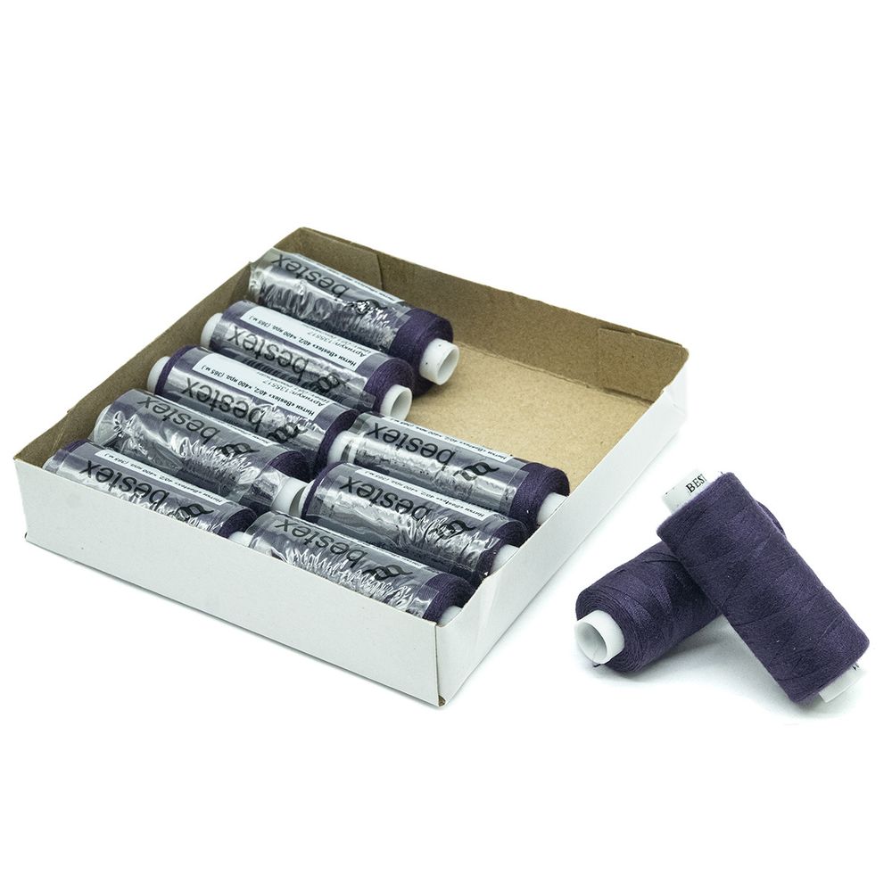 Нитки швейные бытовые Bestex 40/2, 365 м (400 ярд) / 10 кат., 081 баклажан