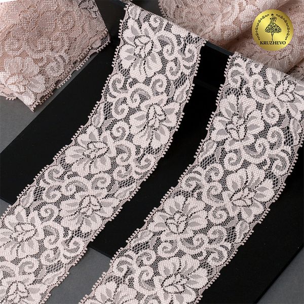 Кружево эластичное (стрейч) 65 мм / 3 метра, TBY.L840, цв.168/S185 серебристый пион