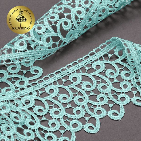 Кружево гипюр (плетёное) 80 мм, TR.8G8386, 11 мята, 12м, Kruzhevo