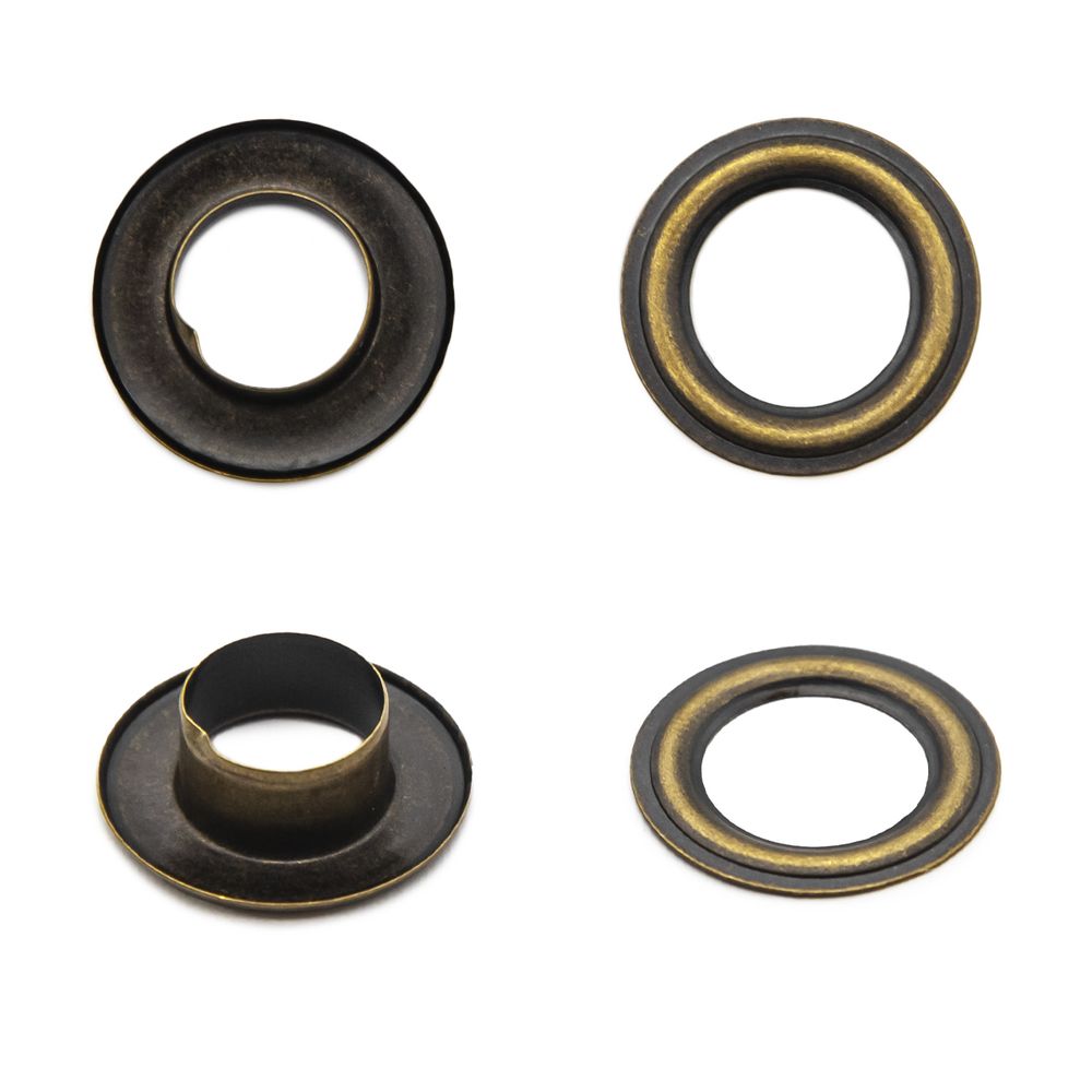 Люверсы металл ⌀_9.5 мм (внутр.), латунь, цв.латунь плоский, 50 шт, BIG