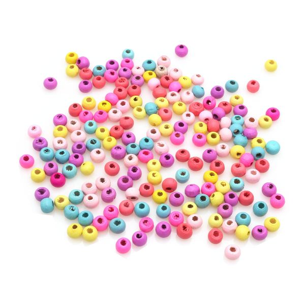 Бусины дерево ⌀6 мм, цветной микс, 18 г, Astra&Craft, Светлый микс