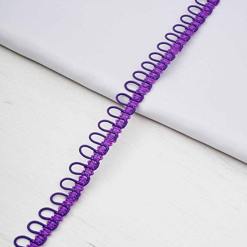 Тесьма декоративная с петлями 15 мм / 18.29 метра, фиолетовый, 13-7735