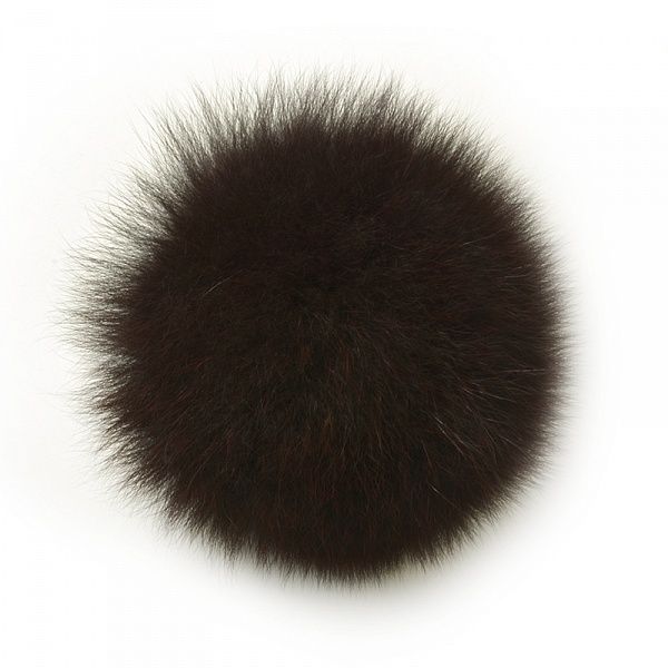 Помпон из натурального меха 100 мм, песец, PNP025, т.коричневый