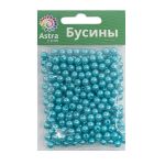 Бусины пластик (жемчуг) ⌀6 мм, 25 г, Astra&Craft, 029 NL бирюза