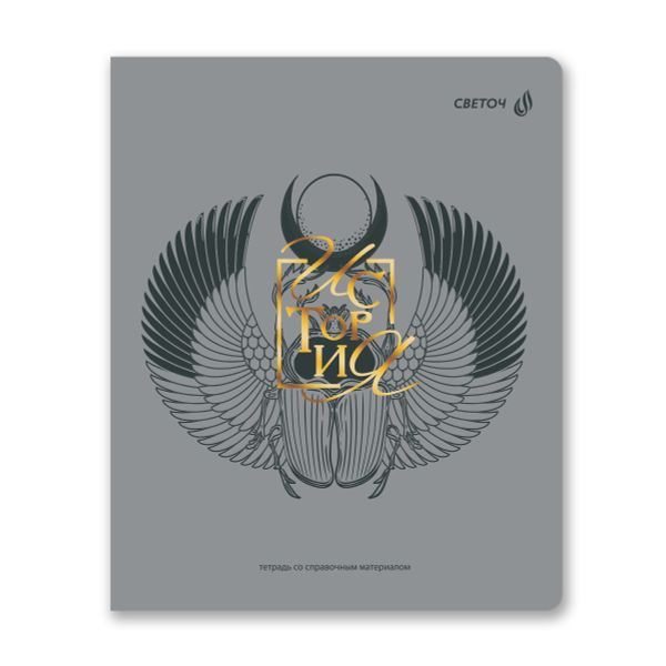 Тетрадь со справ.материал. Архивариус пластик.обл. 320мкм с тис.золот.фольгой. A5 48 л. на скобе 65 г/м², белизна 100% 10 шт, клетка, 01876 Архивариус История, Светоч Т290