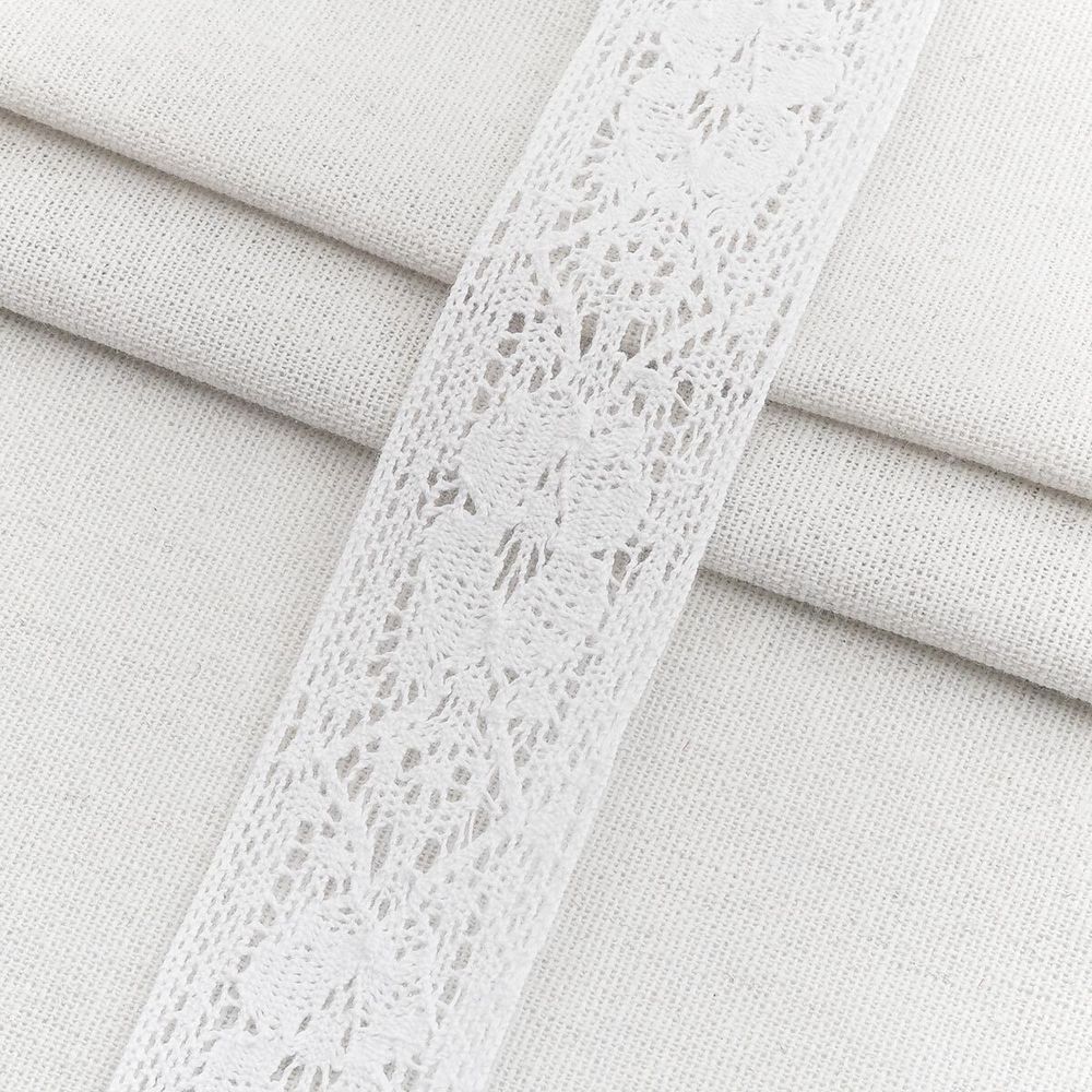 Тесьма отделочная 34 мм / 18.2 метра, А7056 хлопок, вязаная, белый, 21227