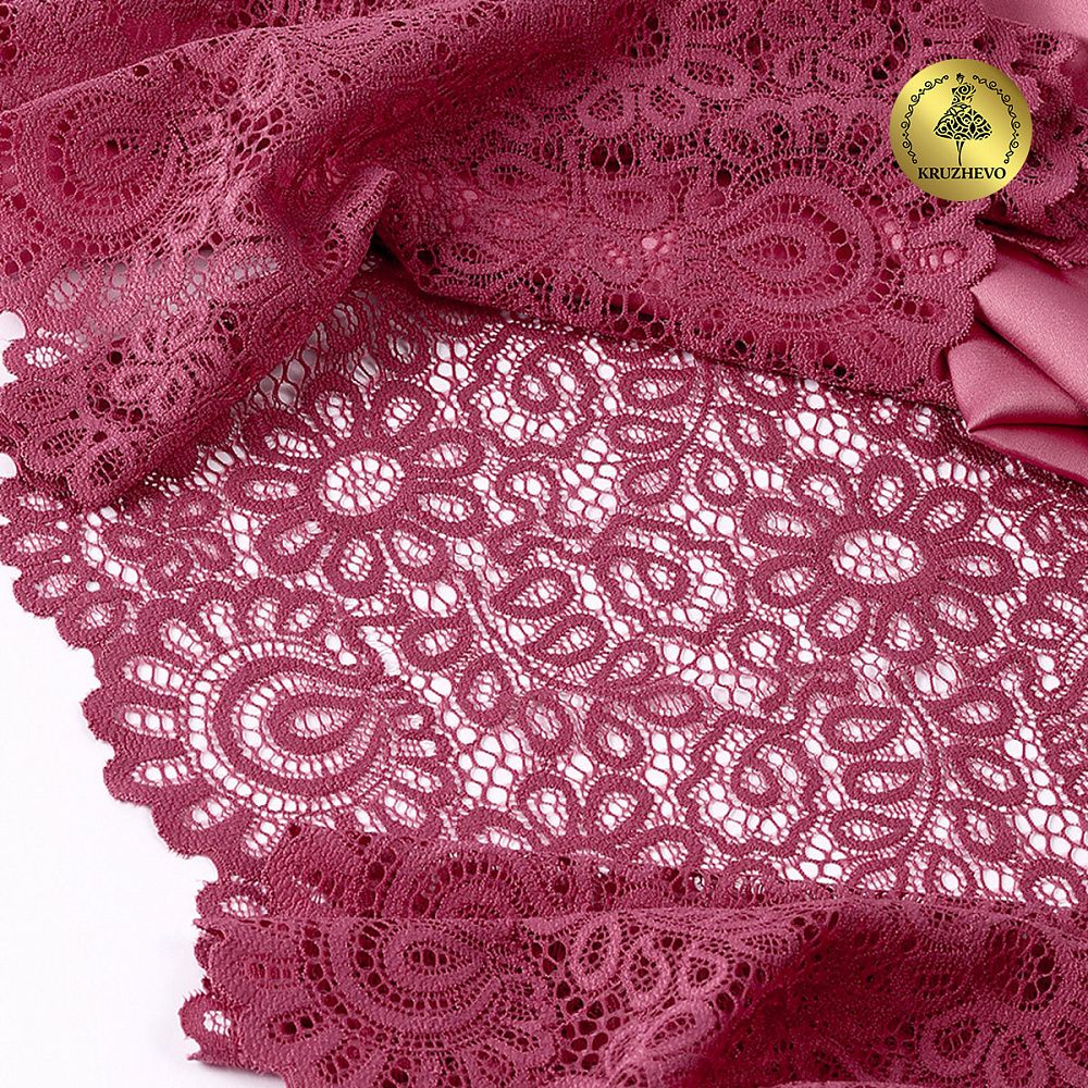 Кружево бельевое эластичное 205 мм / 3 м, TBY.YSTL00839, цв.L2925 розовый рубин, Kruzhevo
