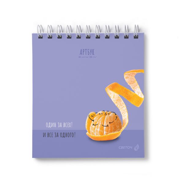 Артбук (Скетчбук), блок белый, с жесткой подложкой, 120 г/м² 166*175 мм на гребне 50 л. 2 шт., Один за всех 01358, Светоч, 50А44
