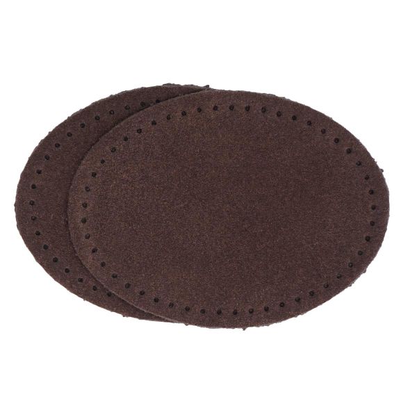 Заплатки пришивные из замши, овал 6х8,2см с перфорацией, 2 шт, 100% кожа, 21 темно-коричневый, 59114