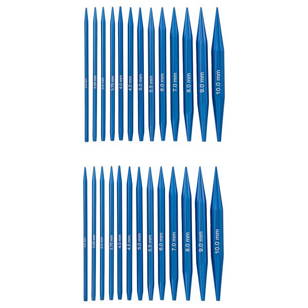 Набор съемных спиц для вязания 10см, 13 размеров (3мм-10мм), цв. синий, алюминий