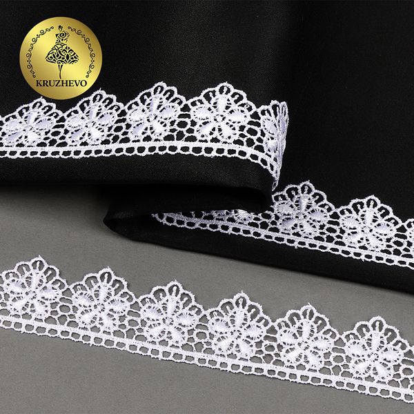 Кружево гипюр (плетёное) 30 мм, диз. 121, цв.1 белый уп. 9 м, Kruzhevo