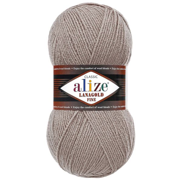 Пряжа Alize (Ализе) Lana Gold Fine / уп.5 мот. по 100 г, 390м, 990 пепельный беж